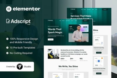 Adscript – Digital Copywriting & Advertising Elementor Template Kit
