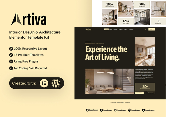 Artiva - Interior Design & Architecture Elementor Template Kit Artiva - Interior Design & Architecture Elementor Template Kit
