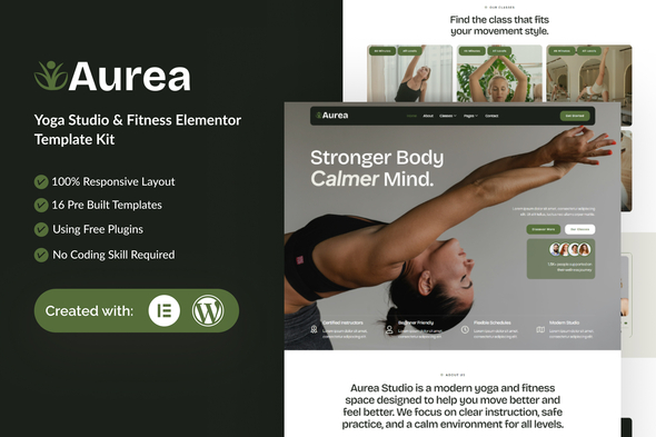 Aurea - Yoga Studio & Fitness Designer Elementor Template Kit Aurea - Yoga Studio & Fitness Designer Elementor Template Kit