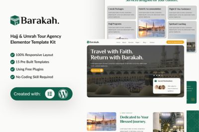 Barakah - Hajj & Umrah Tour Agency Elementor Template Kit