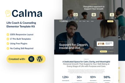 Calma - Life Coach & Counseling Elementor Template Kit