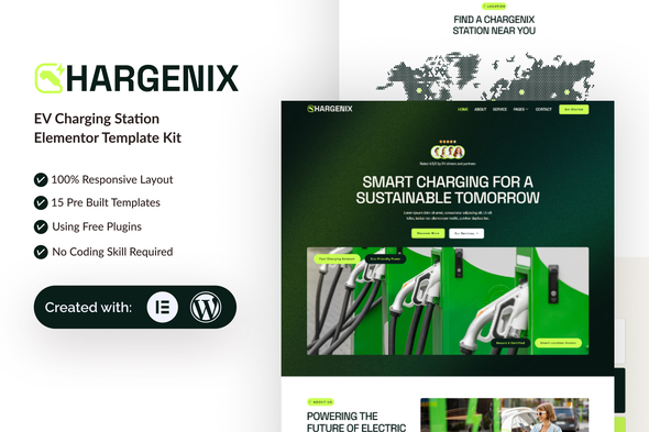 Chargenix - EV Charging Station Elementor Template Kit Chargenix - EV Charging Station Elementor Template Kit