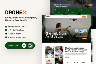 Dronex - Drone Aerial Video & Photography Elementor Template Kit