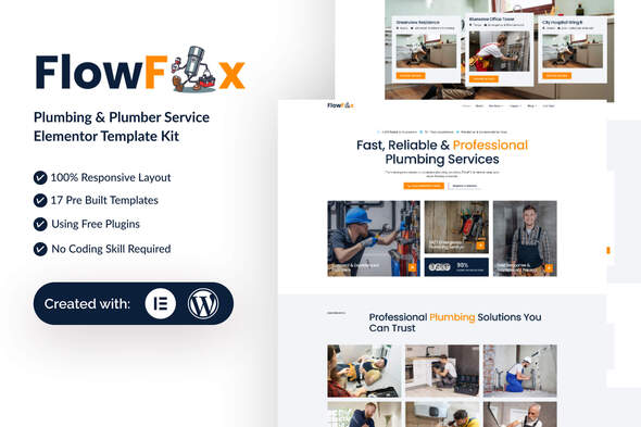FlowFix - Plumbing & Plumber Service Elementor Template Kit FlowFix - Plumbing & Plumber Service Elementor Template Kit
