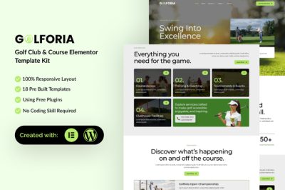 Golforia - Golf Club & Course Elementor Template Kit