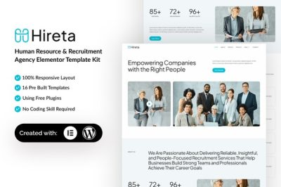 Hireta - Human Resource & Recruitment Agency Elementor Template Kit