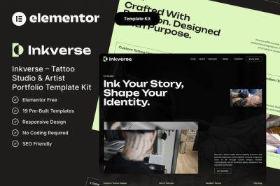 Inkverse – Tattoo Studio & Artist Portfolio Template Kit