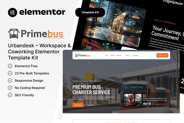 Primebus – Bus Charter & Transportation Service Elementor Template Kit Primebus – Bus Charter & Transportation Service Elementor Template Kit