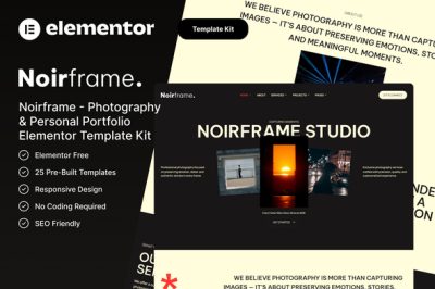 Noirframe - Photography & Personal Portfolio Elementor Template Kit