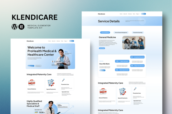 Klendicare - Medical Elementor Template Kit Klendicare - Medical Elementor Template Kit