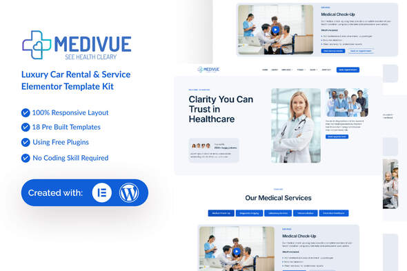 Medivue - Healthcare & Medical Services Elementor Template Kit Medivue - Healthcare & Medical Services Elementor Template Kit