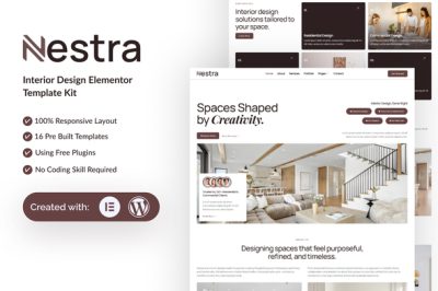 Nestra - Interior Design Elementor Template Kit