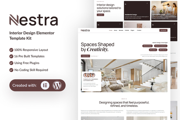 Nestra - Interior Design Elementor Template Kit Nestra - Interior Design Elementor Template Kit