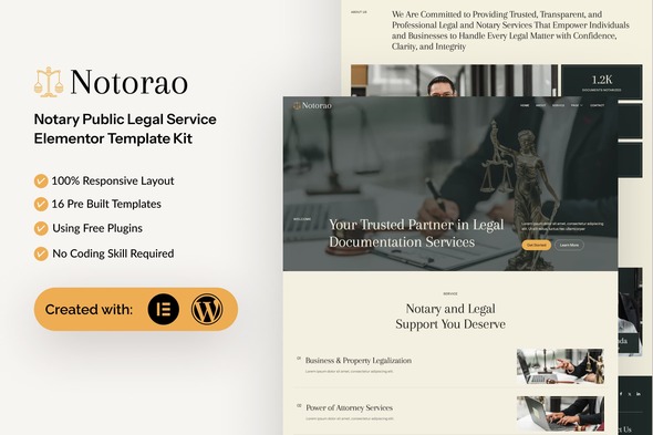 Notorao - Notary Public Legal Service Elementor Template Kit Notorao - Notary Public Legal Service Elementor Template Kit