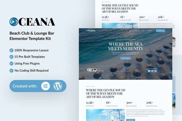 Oceana - Beach Club Lounge Bar & Resort Elementor Template Kit Oceana - Beach Club Lounge Bar & Resort Elementor Template Kit