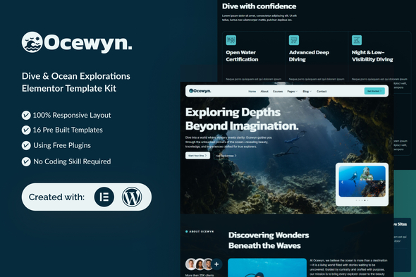 Ocewyn - Dive & Ocean Explorations Elementor Template Kit Ocewyn - Dive & Ocean Explorations Elementor Template Kit