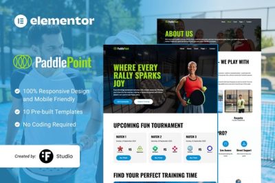 PaddlePoint – Paddle Gear & Court Booking Elementor Template Kit