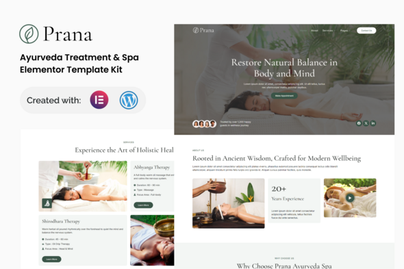 Prana - Ayurveda Treatment & Spa Elementor Template Kit Prana - Ayurveda Treatment & Spa Elementor Template Kit
