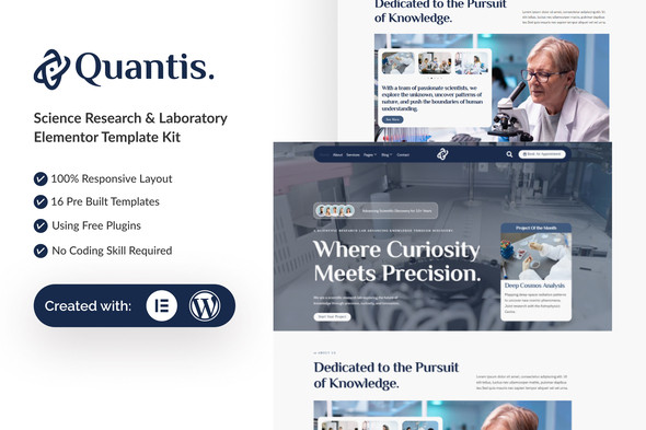 Quantis - Science Research & Laboratory Elementor Template Kit Quantis - Science Research & Laboratory Elementor Template Kit