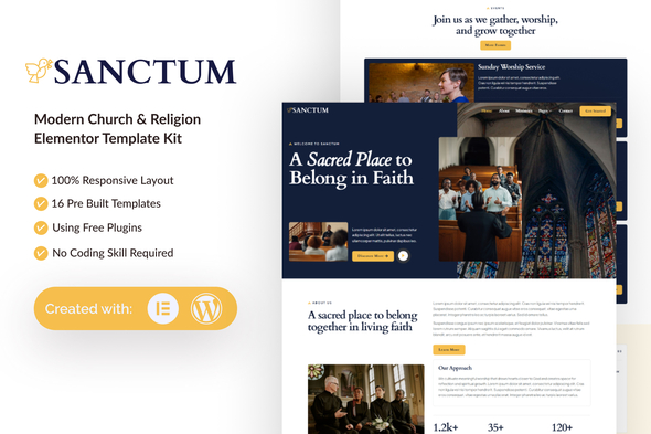 Sanctum - Modern Church & Religion Elementor Template Kit Sanctum - Modern Church & Religion Elementor Template Kit