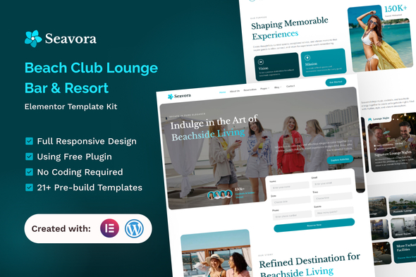 Seavora - Beach Club Lounge Bar & Resort Elementor Template Kit Seavora - Beach Club Lounge Bar & Resort Elementor Template Kit