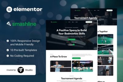 Smashline – Badminton Club & Academy Elementor Template Kit