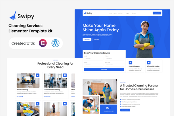 Swipy - Cleaning Services Elementor Template kit Swipy - Cleaning Services Elementor Template kit