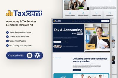 Taxcent - Accounting & Tax Services Elementor Template Kit