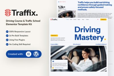Traffix - Driving Course & Traffic School Elementor Template Kit