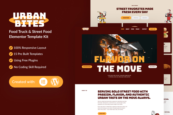 UrbanBites - Food Truck & Street Food Elementor Template Kit UrbanBites - Food Truck & Street Food Elementor Template Kit