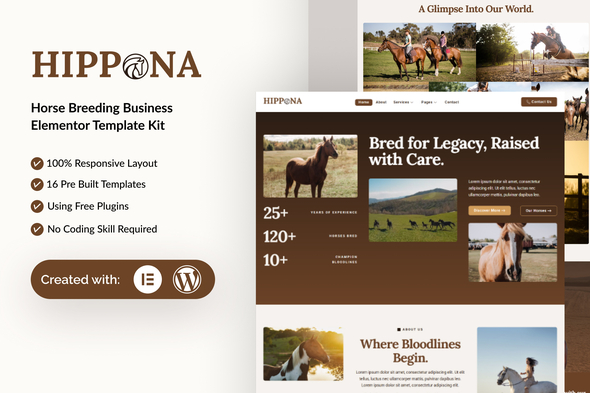 Hippona - Horse Breeding Business Elementor Template Kit Hippona - Horse Breeding Business Elementor Template Kit