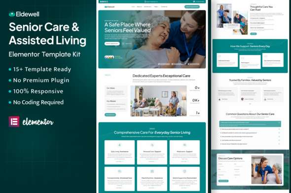 EldeWell - Senior Care & Assisted Living Elementor Template Kit EldeWell - Senior Care & Assisted Living Elementor Template Kit