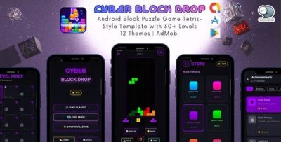 Cyber Block Drop - Android Block Puzzle Game Tetris-Style Template with 30+ Levels 12 Themes | AdMob