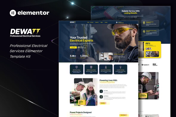 Dewatt - Professional Electrical Services Elementor Template Kit Dewatt - Professional Electrical Services Elementor Template Kit