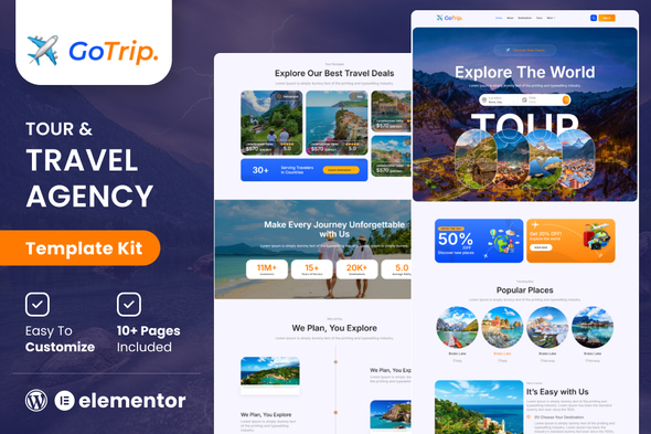 GoTrip - Tour & Travel Agency Elementor Template Kit GoTrip - Tour & Travel Agency Elementor Template Kit