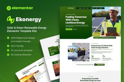 Ekonergy - Solar & Green Renewable Energy Elementor Template Kits