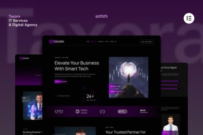 Taxora - Dark IT Services Digital Agency Website Elementor Kit