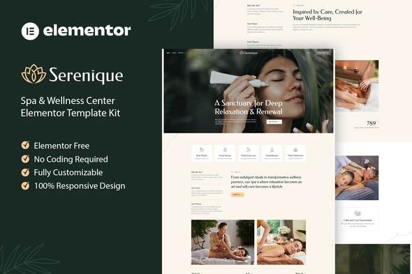Serenique - Spa & Wellness Center Elementor Template Kit Serenique - Spa & Wellness Center Elementor Template Kit