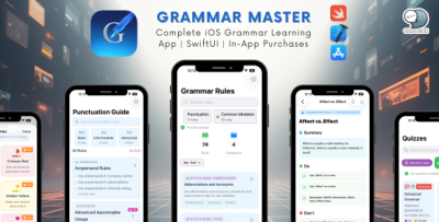 Grammar Master - Complete iOS Grammar Learning App | SwiftUI | White Label Ready | In-App Purchases