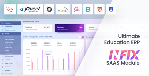 InfixEdu SAAS Bundle - School Management System Software InfixEdu SAAS Bundle - School Management System Software