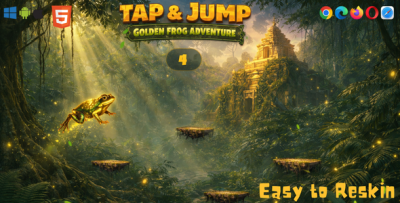 Tap & Jump: Golden Frog Adventure - HTML5 Endless Jumper | Easy Reskin | AdMob Ready