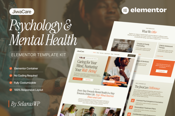 JiwaCare - Psychology & Mental Health Elementor Template Kit JiwaCare - Psychology & Mental Health Elementor Template Kit