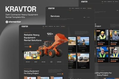 Kravtor - Contractor Heavy Equipment Rental Website Elementor Template Kit