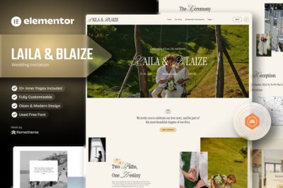 Laila & Blaize - Wedding Invitation Elementor Template Kit