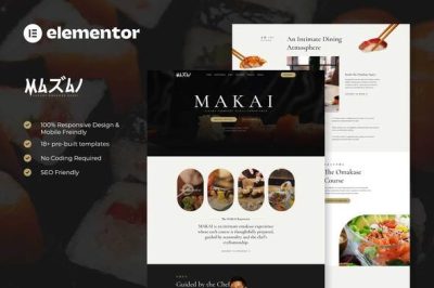 MAKAI - Luxury Omakase Sushi Experience Elementor Template Kit