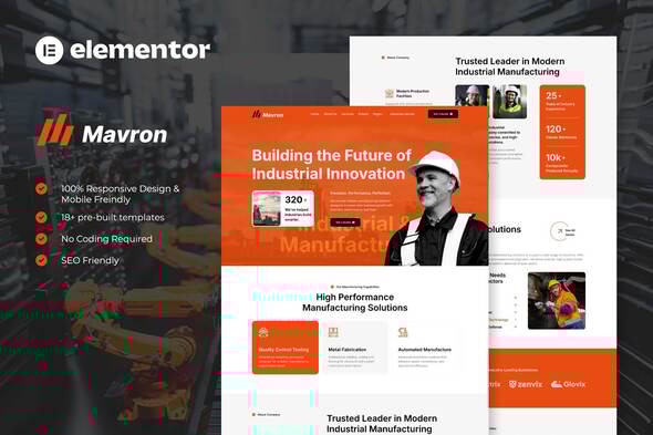 Mavron - Industrial & Manufacturing Elementor Template Kit Mavron - Industrial & Manufacturing Elementor Template Kit