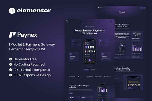 Paynex - E-Wallet & Payment Gateway Elementor Template Kit Paynex - E-Wallet & Payment Gateway Elementor Template Kit