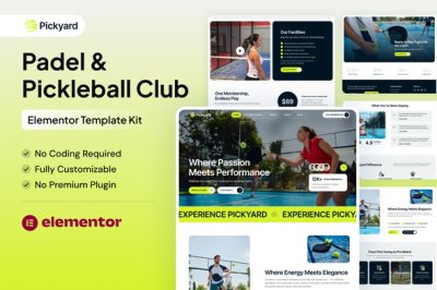 Pickyard - Padel & Pickleball Club Elementor Template Kits