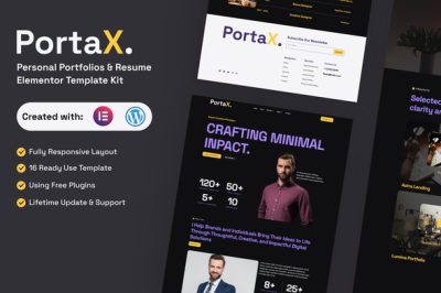 PortaX - Personal Portfolios & Resume Elementor Template Kit