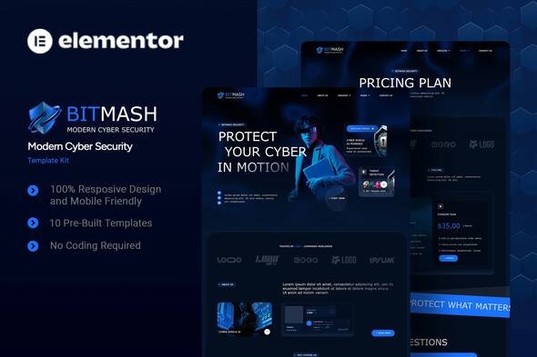 Bitmash - Modern Cyber Security Elementor Template Kit Bitmash - Modern Cyber Security Elementor Template Kit